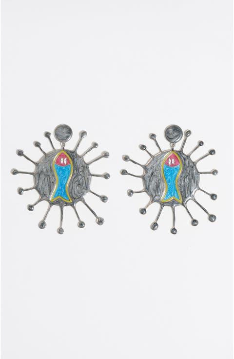 Multicolor Enamel Fish Earrings