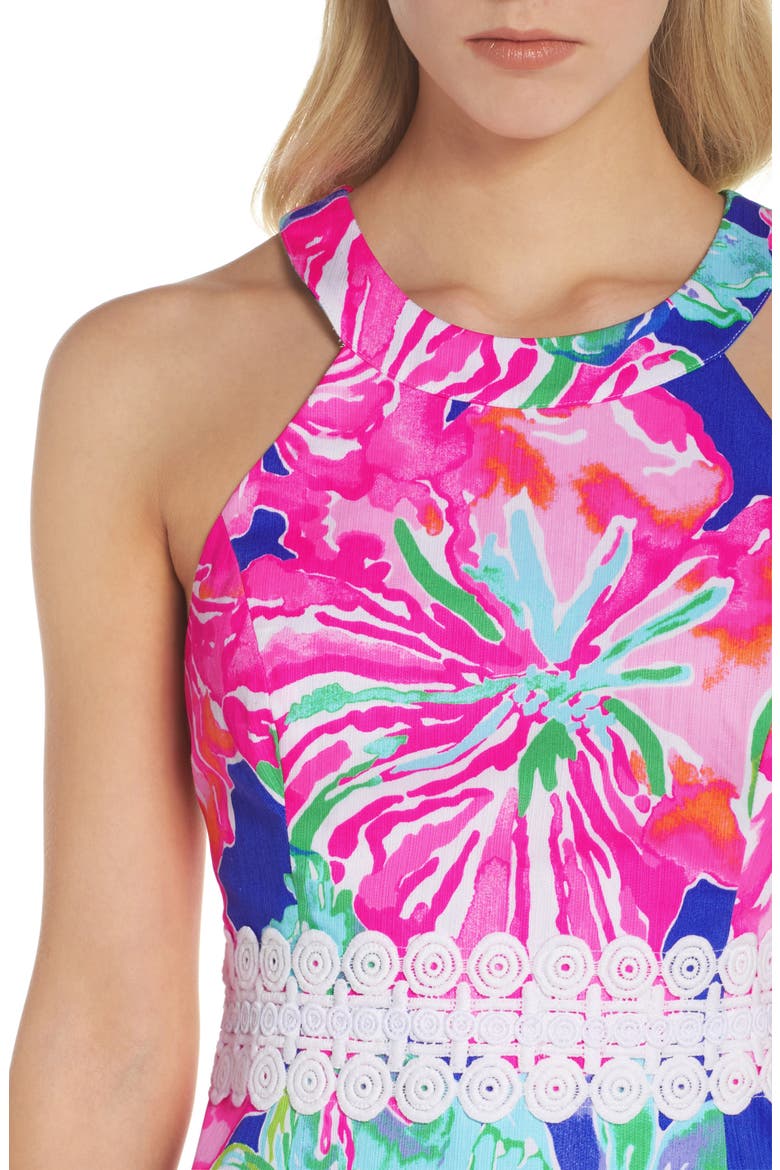 Ashlyn Sheath Dress, Alternate, color, BECKON BLUE JUNGLE UTOPIA
