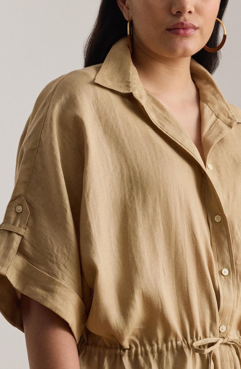 Lauren Ralph Lauren Short Sleeve Linen Tunic, Alternate, color, Birch Beige