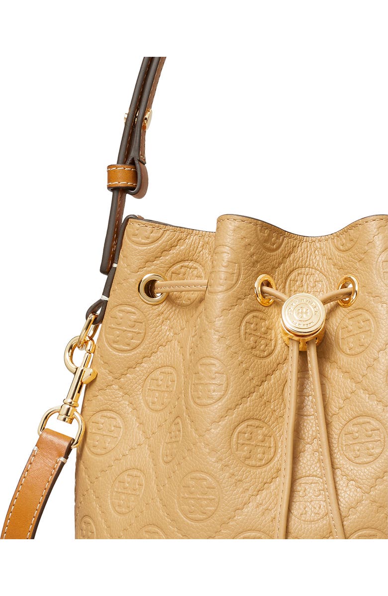 Tory Burch T Monogram Debossed Bucket Bag, Alternate, color, Biscotti