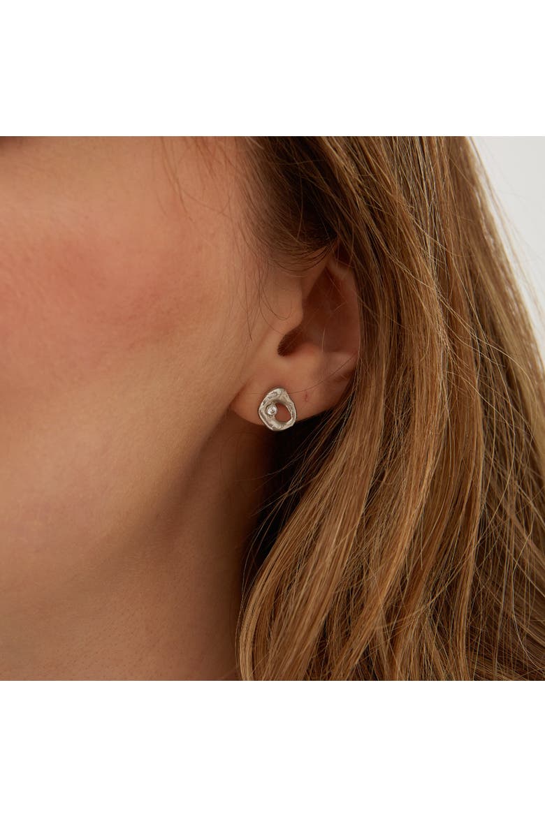 Dripping Molten Natural Textured Sterling Silver Authentic Earrings, Alternate, color, Silver