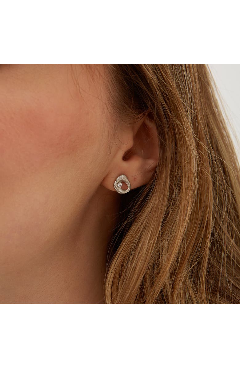 Spero London Dripping Molten Natural Textured Sterling Silver Authentic Earrings, Alternate, color, Silver