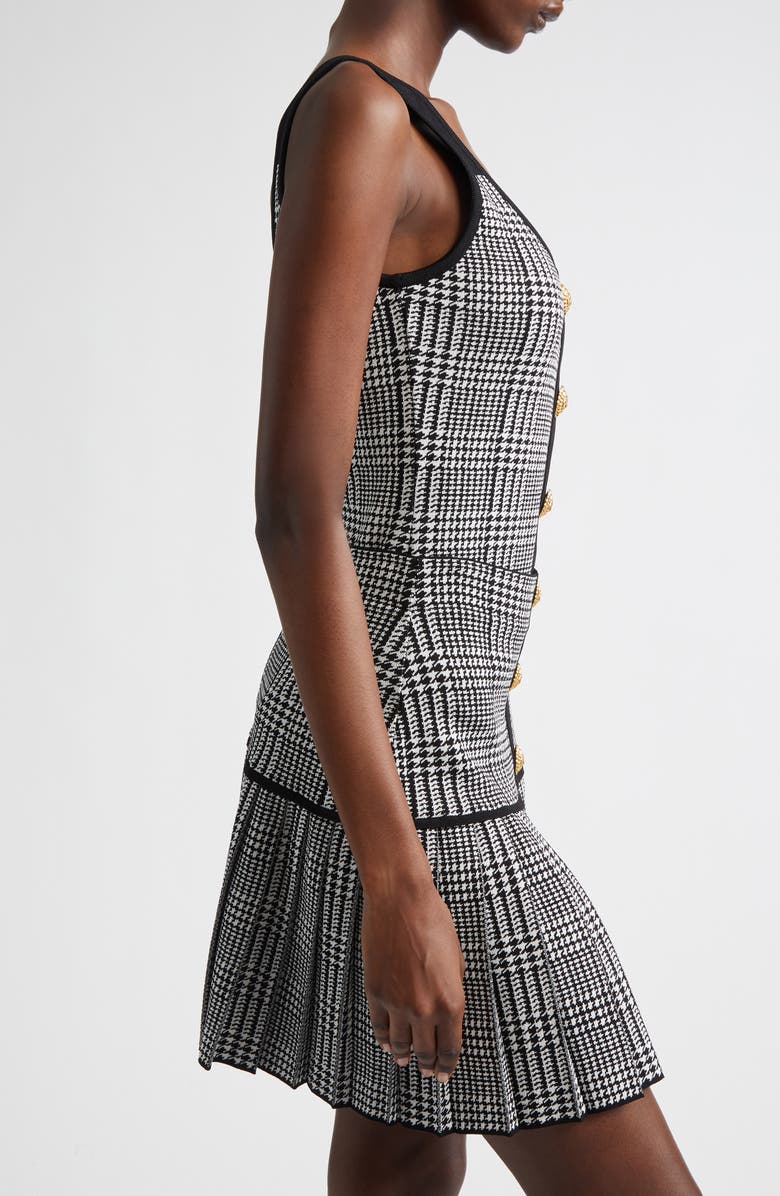 Balmain Prince of Wales Knit Bodysuit, Alternate, color, Ecj Black/ Natural