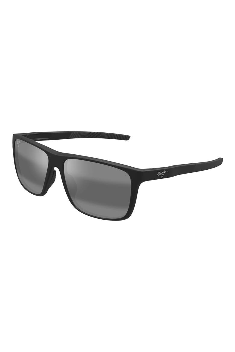 Lehopulu 58mm PolarizedPlus2 Rectangular Sunglasses, Alternate, color, BLACK