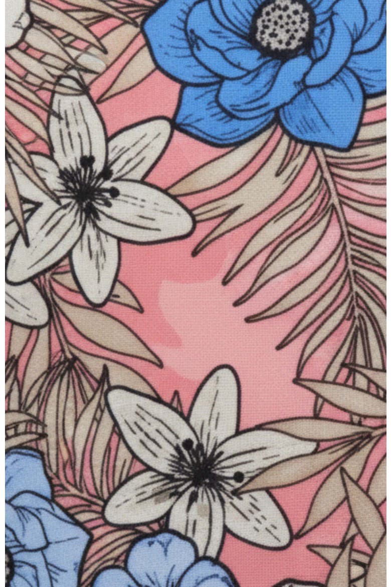 Tropical Mix Womens V-neck Printed Top, Alternate, color, TROPICAL MIX CORAL