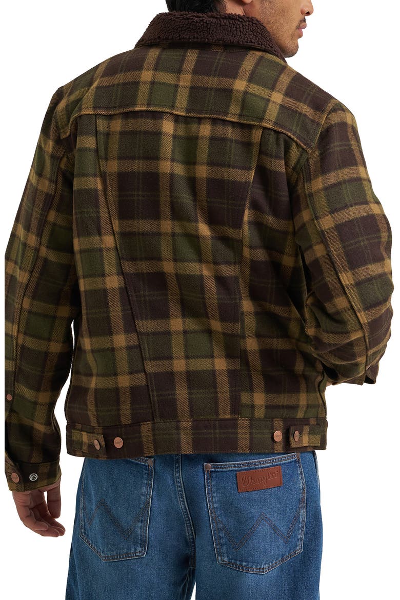 Plaid Jacket with Faux Shearling Collar, Alternate, color, OLIVE PLD