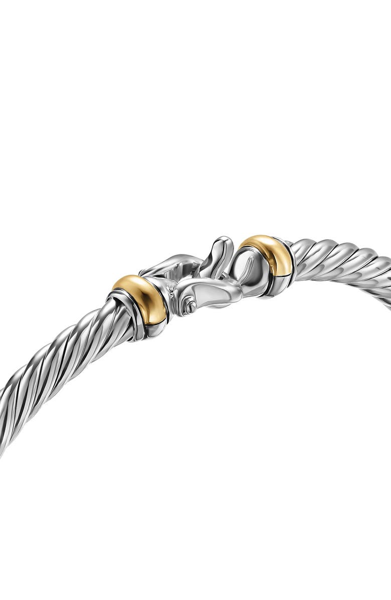 David Yurman Cable Flex Buckle Bracelet in Sterling Silver with 14K Yellow Gold, Alternate, color, Silver