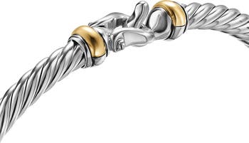 Cable Flex Buckle Bracelet in Sterling Silver with 14K Yellow Gold