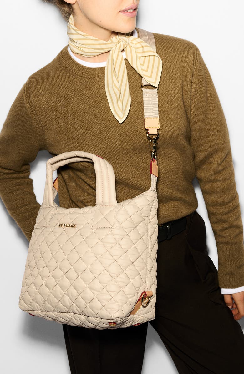 MZ Wallace Small Sutton Deluxe Diamond Quilted Nylon Tote, Alternate, color, Buff