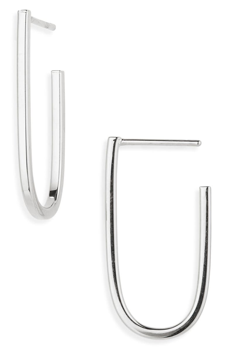 ARGENTO VIVO J Stud Post Hoop Earrings, Main, color,