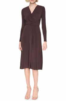 Long Sleeve V-Neck Midi Dress