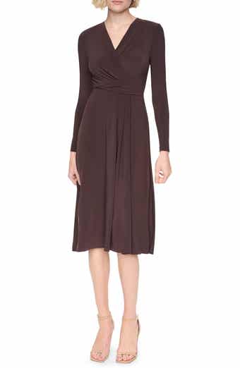 Long Sleeve V-Neck Midi Dress