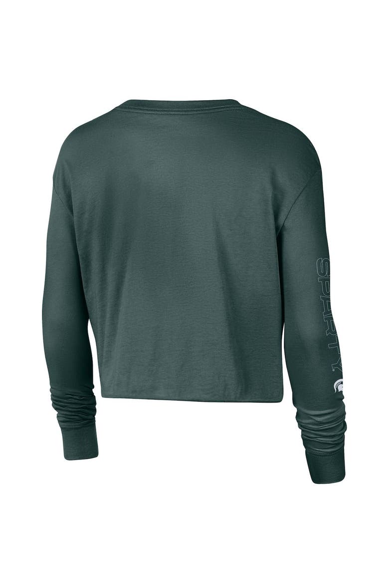 Women's Nike Hunter Green Michigan State Spartans 2-Hit Cropped Long Sleeve T-Shirt, Alternate, color, Hunter Green