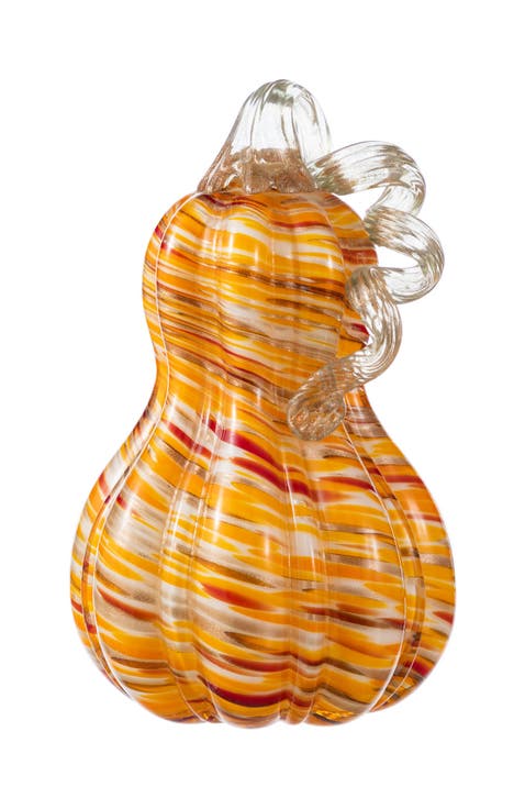 Fall Multi Stripes Glass Gourd Pumpkins