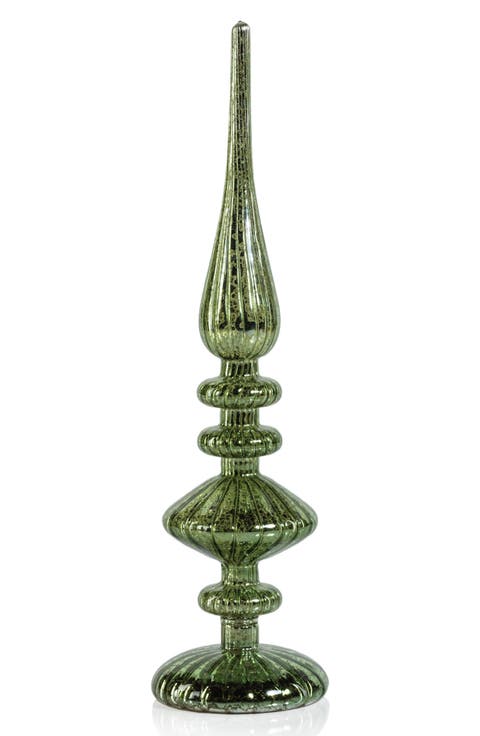 Set of 2 Azenor LED Decorative Glass Tabletop Finial Ornaments