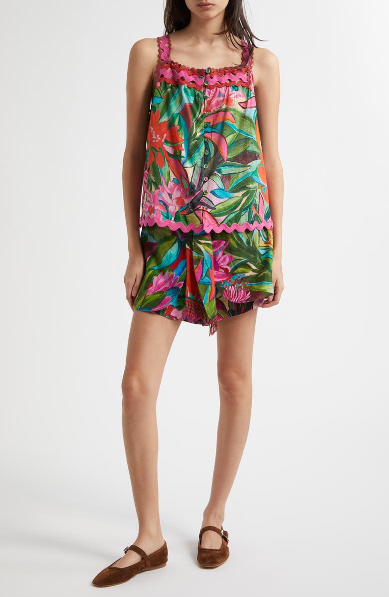 FARM Rio Jardin De Reve Linen Blend Shorts, Alternate, color, 