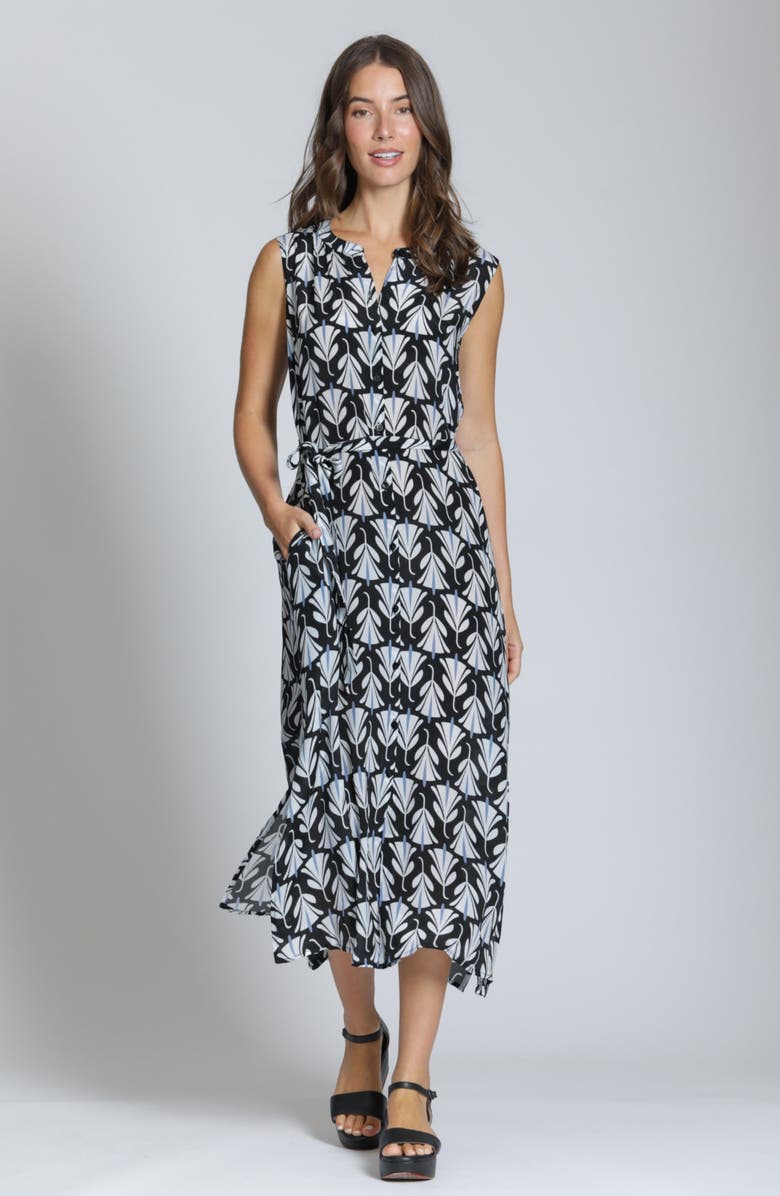 APNY Print Sleeveless Maxi Shirtdress, Alternate, color, Navy/ White