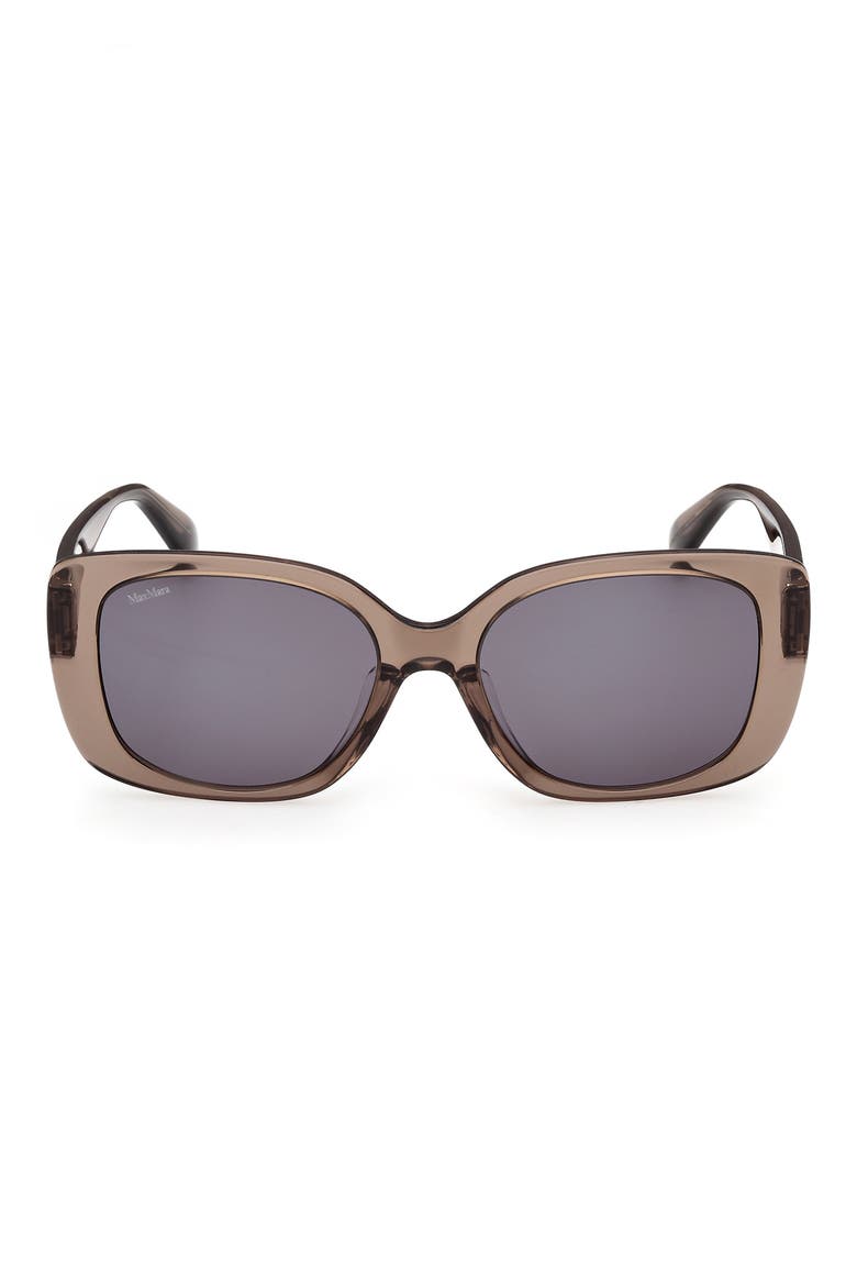 55mm Rectangular Sunglasses, Main, color, SHINY LIGHT BROWN / SMOKE