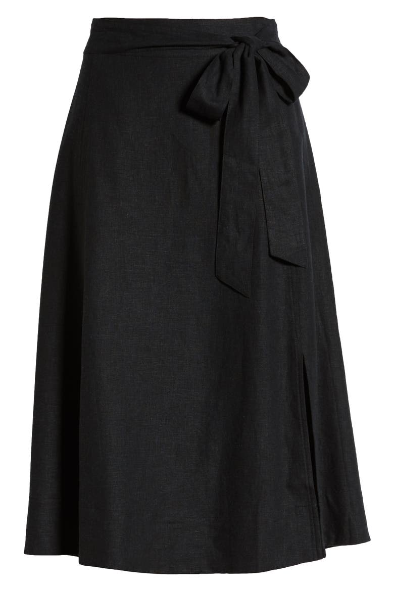 Side Slit Midi Skirt, Alternate, color, BLACK
