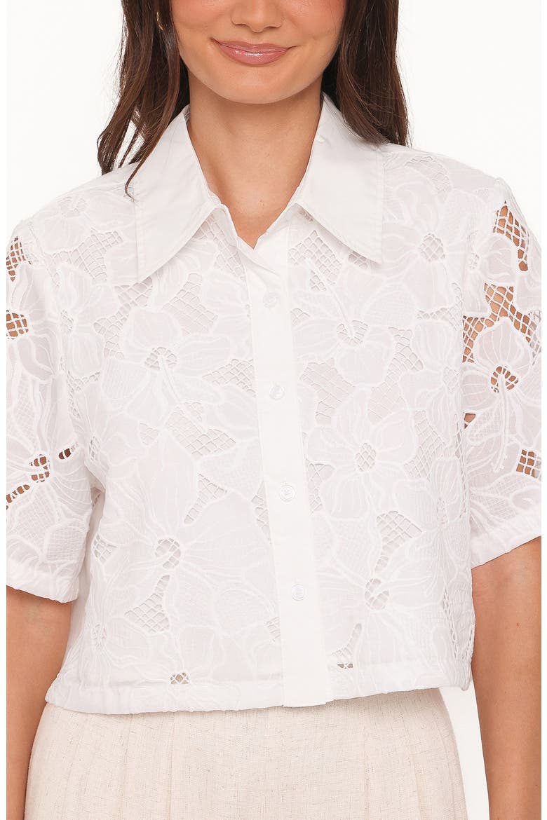 Fidelma Floral Cutwork Embroidery Button-Up Shirt, Alternate, color, WHITE