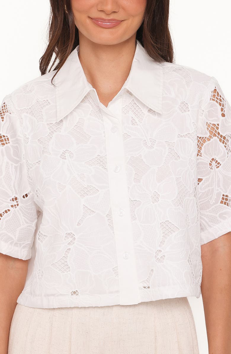 Petal & Pup Fidelma Floral Cutwork Embroidery Button-Up Shirt, Alternate, color, White