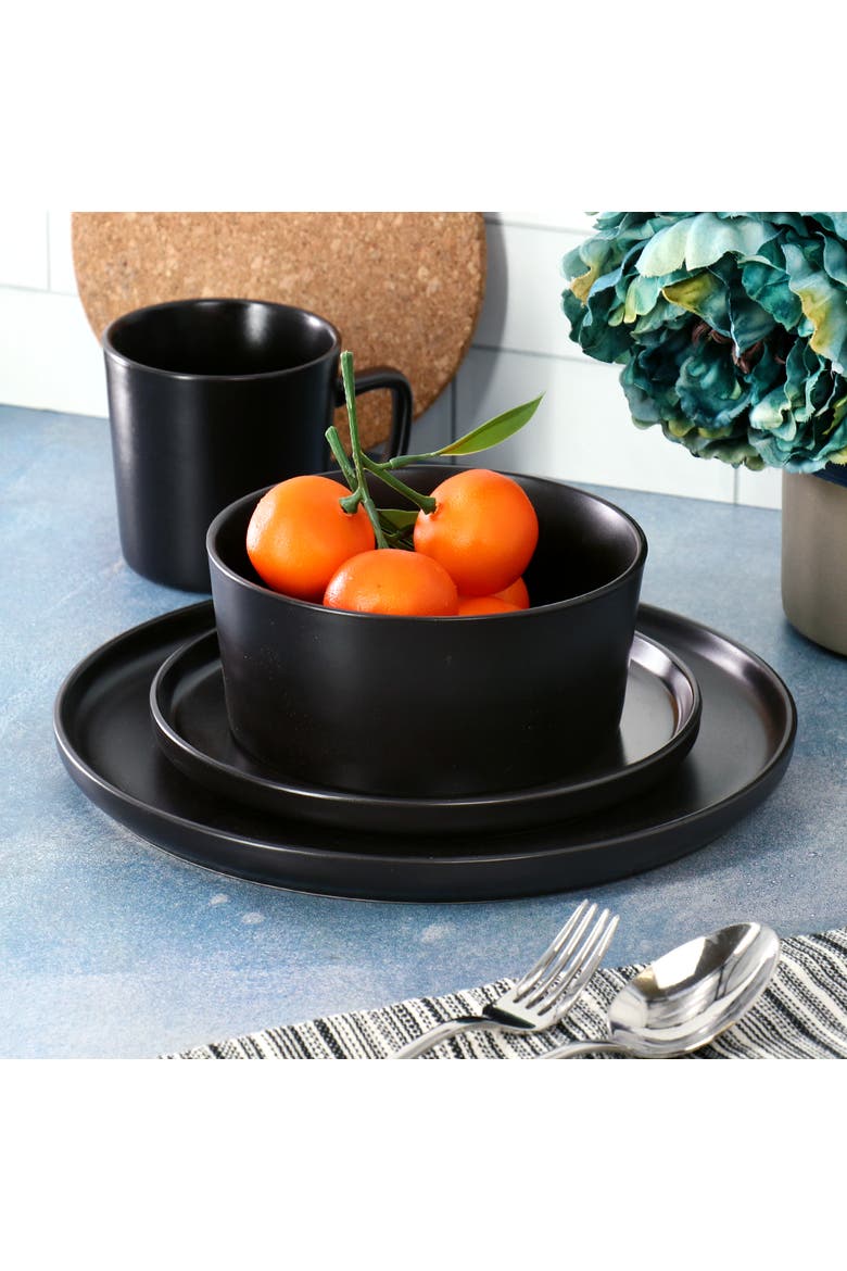 Luxmatte Black 16 Piece Dinnerware Set, Alternate, color, Black