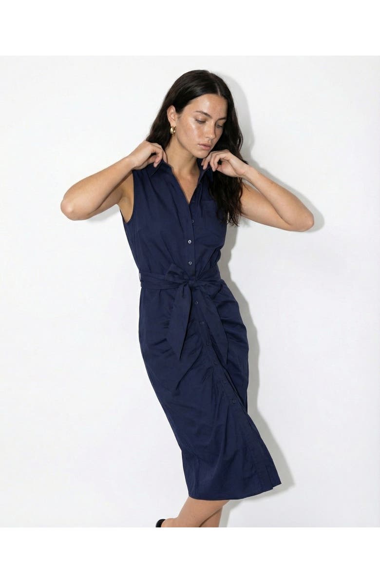 The Shirt by Rochelle Behrens The Sleeveless Wrap Front Dress, Main, color, Navy