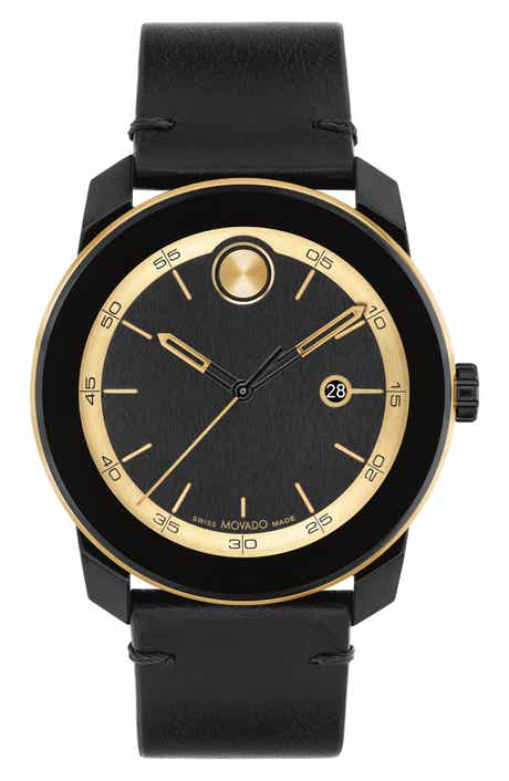Movado Bold TR90 Leather Strap Watch, 42mm