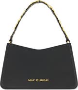 Mac Duggal Gold Floral Strap Nappa Leather Shoulder Bag