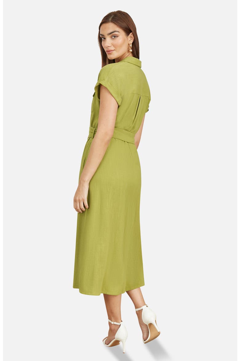 Linen Look Midi Shirt Dress, Alternate, color, Lime Green