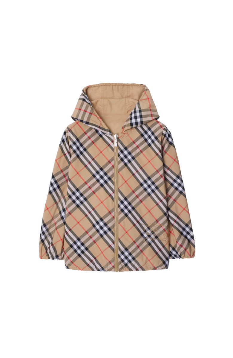 Burberry Reversible Check Cotton Blend Jacket, Main, color, Sand