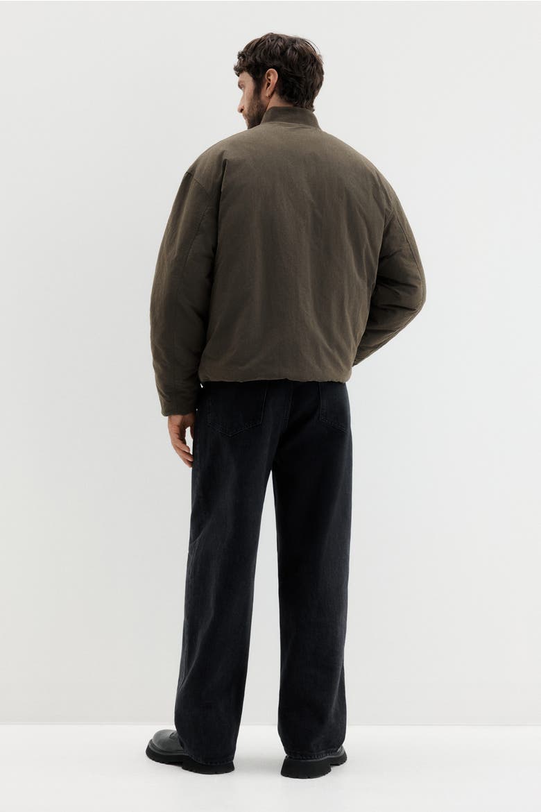 Loose Fit Nylon Bomber Jacket, Alternate, color, Dark khaki green