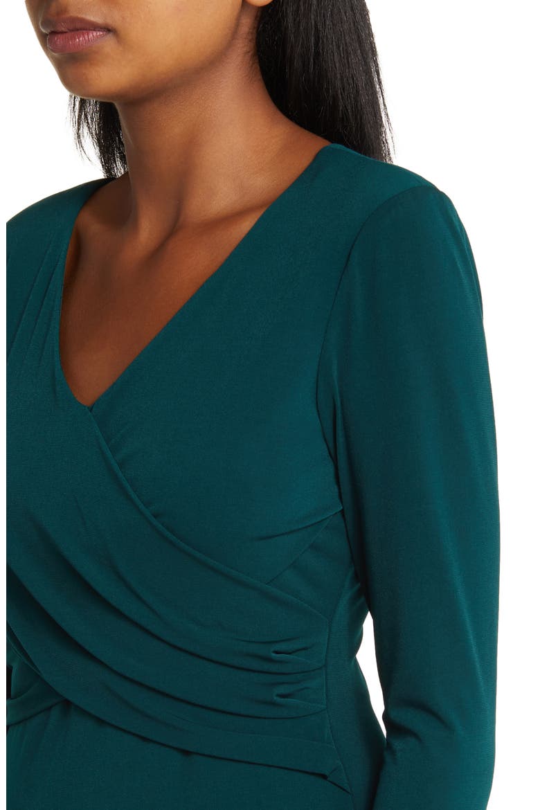 Twisted Bodice Long Sleeve Midi Dress, Alternate, color, HUNTER