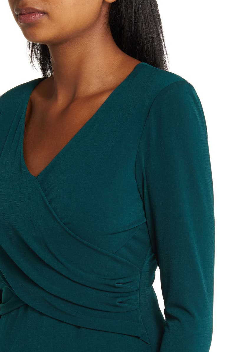 Connected Apparel Twisted Bodice Long Sleeve Midi Dress, Alternate, color, 