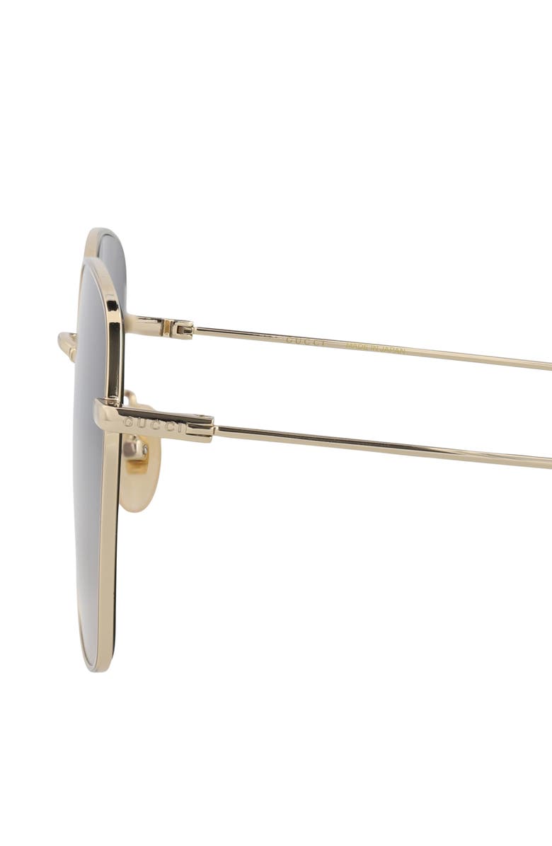 Gucci 60mm Butterfly Sunglasses, Alternate, color, Gold Gold Grey