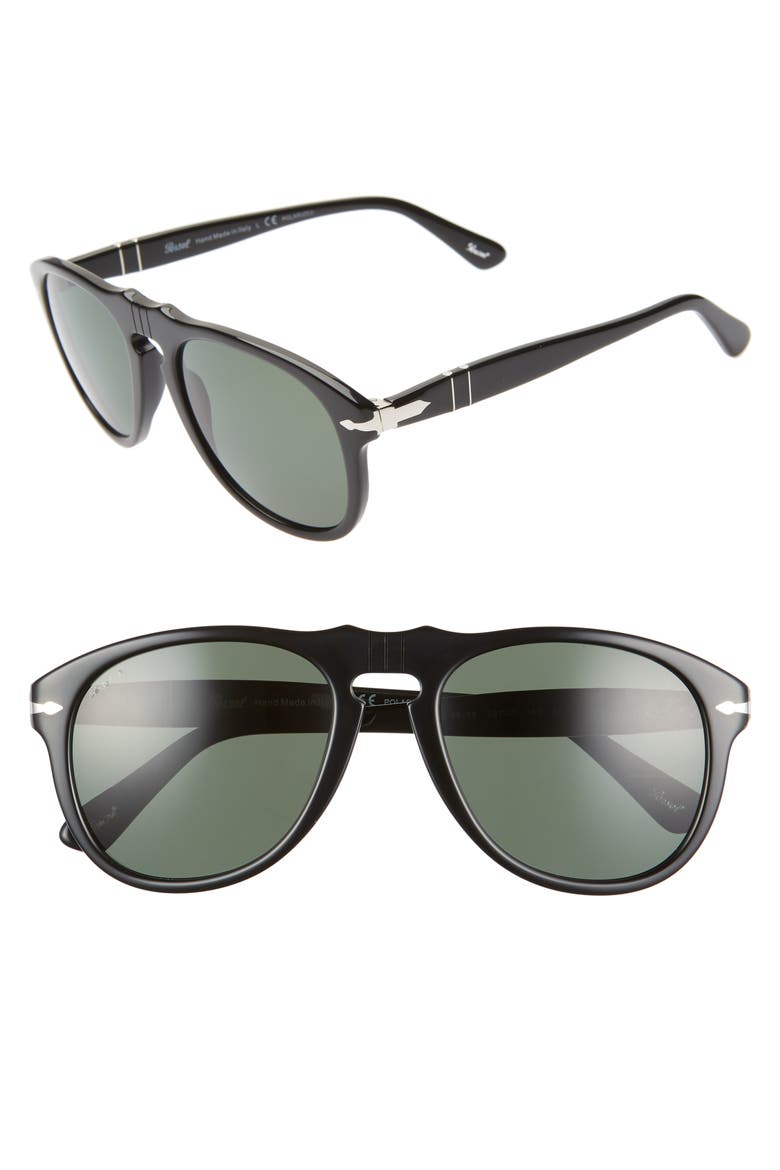 Suprema 54mm Polarized Pilot Sunglasses, Main, color, BLACK
