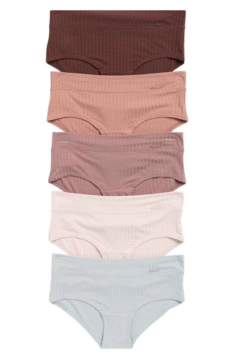 Danskin 5-Pack Assorted Wide Rib Boyshorts, Main, color, 
