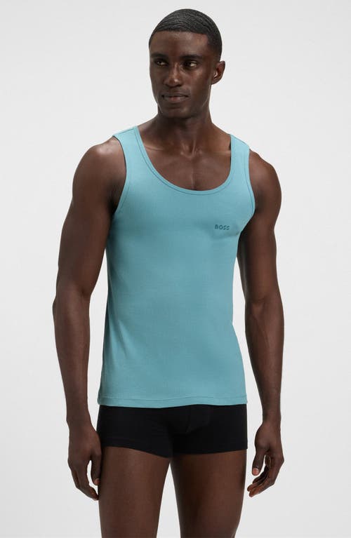 Hugo Boss Three-pack Of Cotton Tank Tops With Embroidered Logos In Black