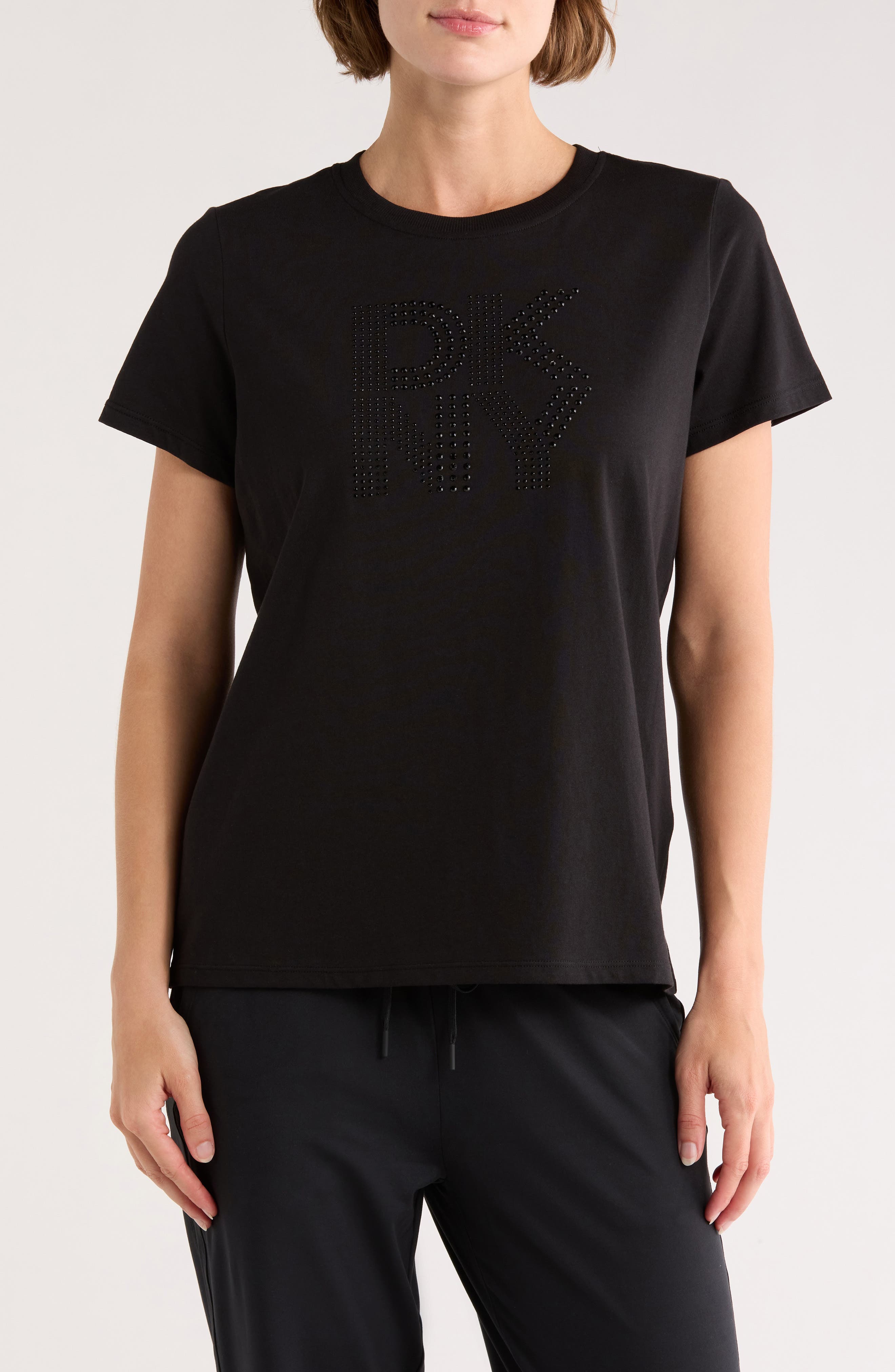 DKNY Mixed Rhinestone Logo T-Shirt