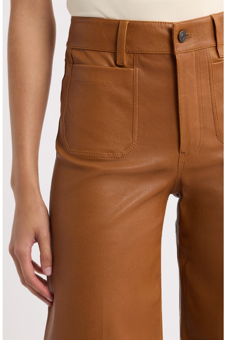 The Slim Palazzo Leather Pants, Alternate, color, CAMEL