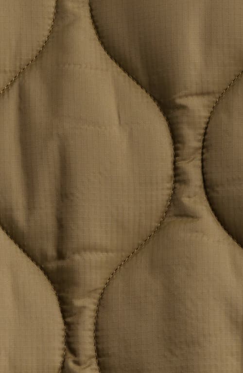 Lucky Brand Quilted Crop Jacket With Faux Shearling Collar In Brown