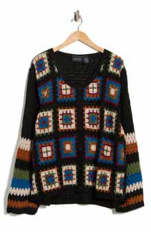Forgotten Grace Crochet Granny Square Cardigan Sweater