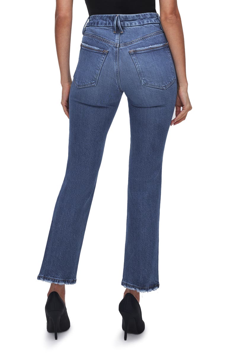 Good American Good Legs Soft-Tech High Waist Ankle Straight Leg Jeans, Alternate, color, Indigo513