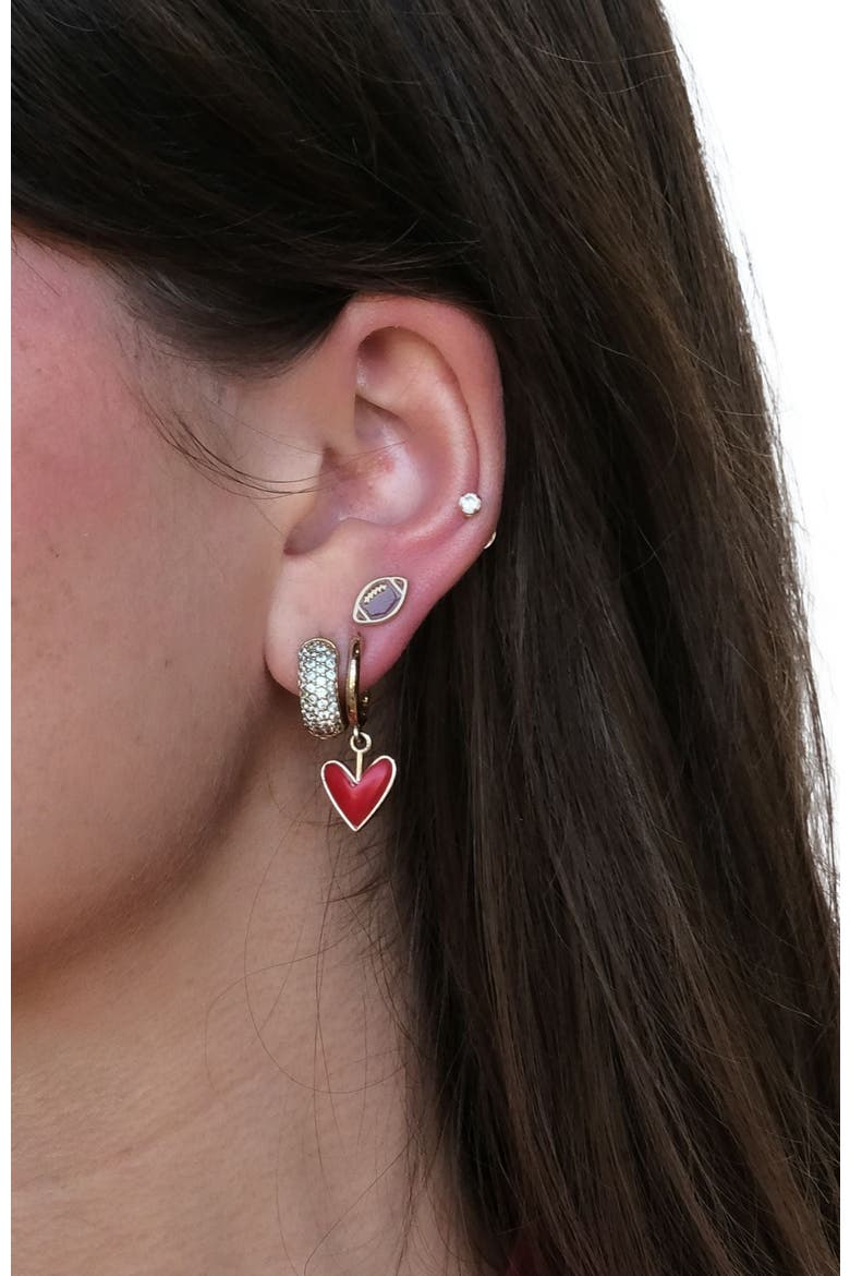 Football Stud Earrings, Alternate, color, Brown / Gold