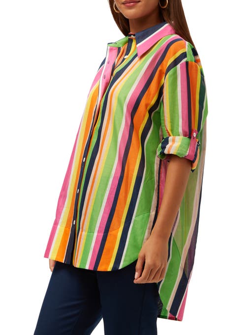 Shop Trina Turk Button Up Swing Top In Striped Multi