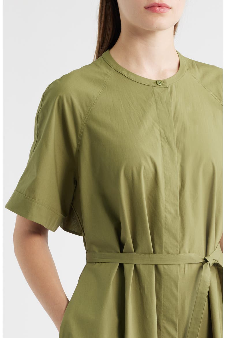 Tie Waist Cotton Midi Dress, Alternate, color, GREEN MEDIUM