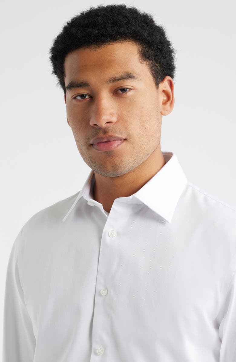 Nordstrom Trim Fit Herringbone Dress Shirt, Alternate, color, White Herringbone