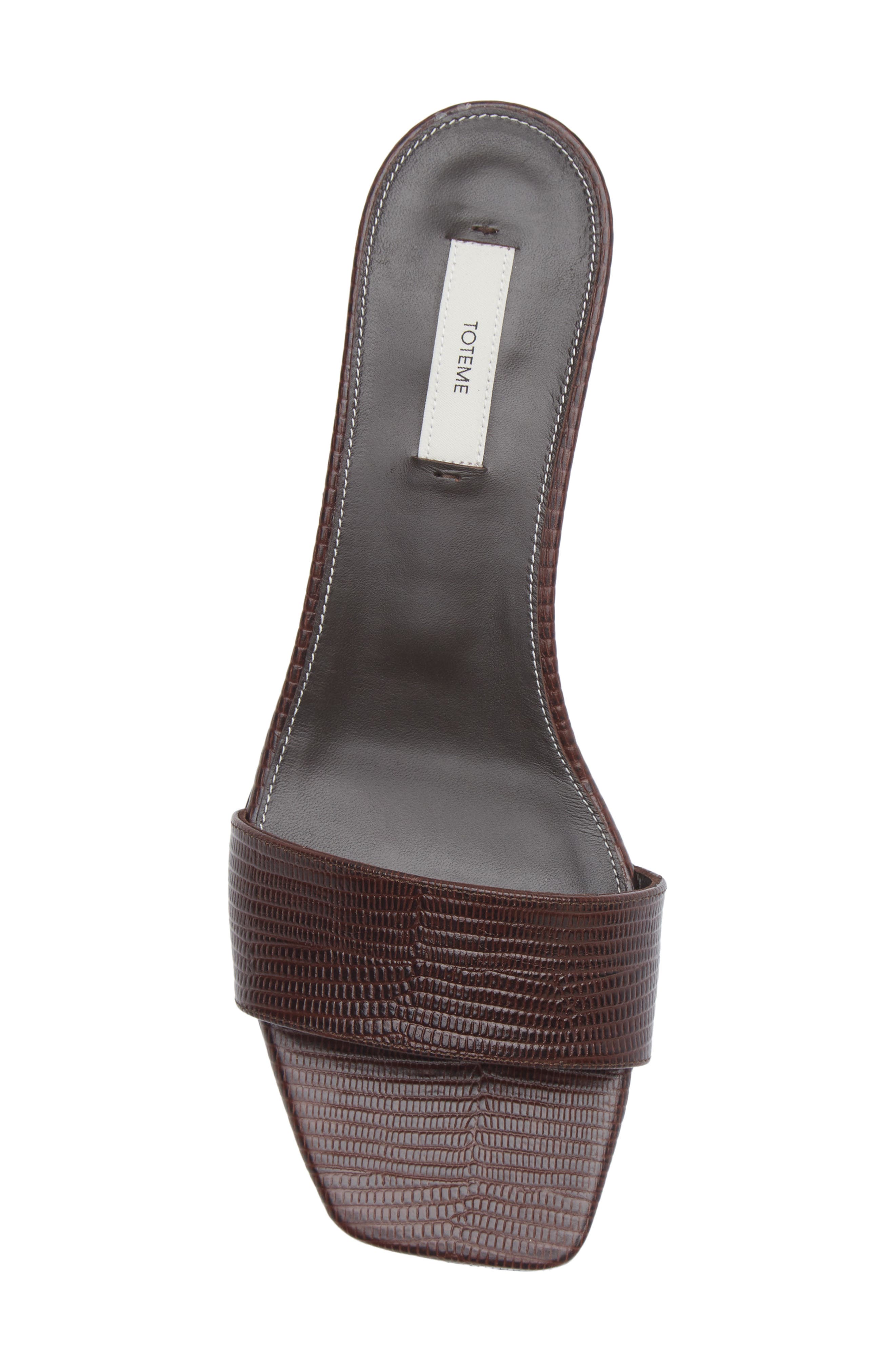 TOTEME Slim Kitten Heel Lizard Embossed Slide Sandal, Alternate, color, Brown