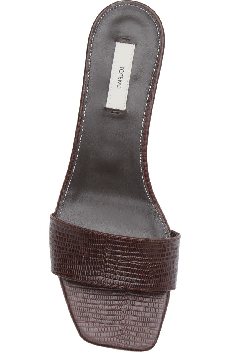 TOTEME Slim Kitten Heel Lizard Embossed Slide Sandal, Alternate, color, Brown