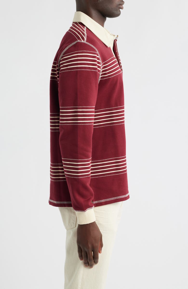 Percival Editor Stripe Cotton Rugby Polo, Alternate, color, Burgundy